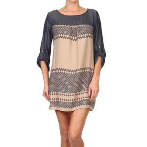 EUC {Renee C} Denim Colored Sleeves MiniDress